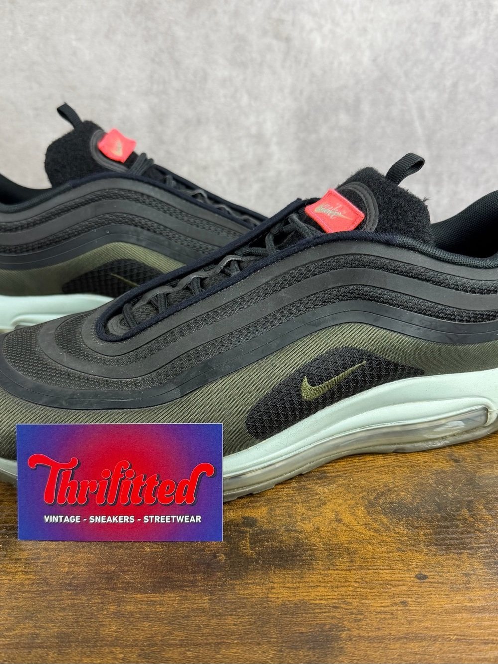 Nike Air Max 97 Ultra 17 HAL Black Olive Hot Air Size 14 AH9945-001 Men’s Shoes